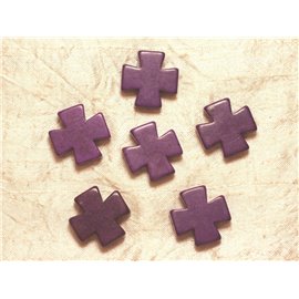 2 piezas - Cuentas de turquesa sintéticas - Cruz de 25 mm Púrpura 4558550028723 