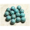 10pc - Perles Turquoise Synthèse Boules 12mm Bleu Turquoise   4558550028747