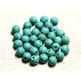25pz - Perline sintetiche turchesi 8mm palline blu turchese 4558550028754