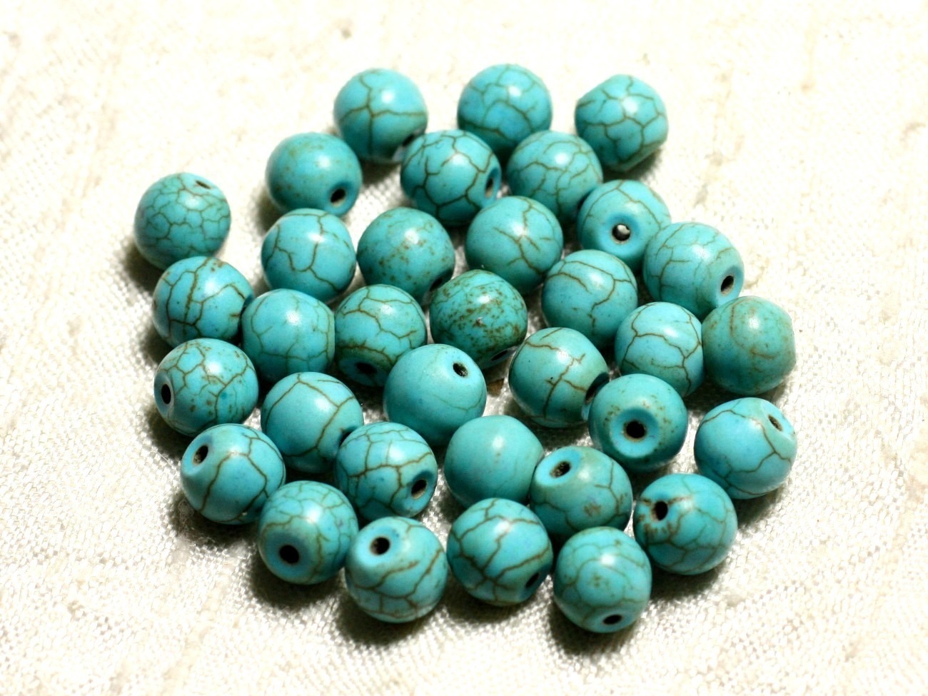 25pc - Perles Turquoise Synthèse Boules 8mm Bleu Turquoise   4558550028754
