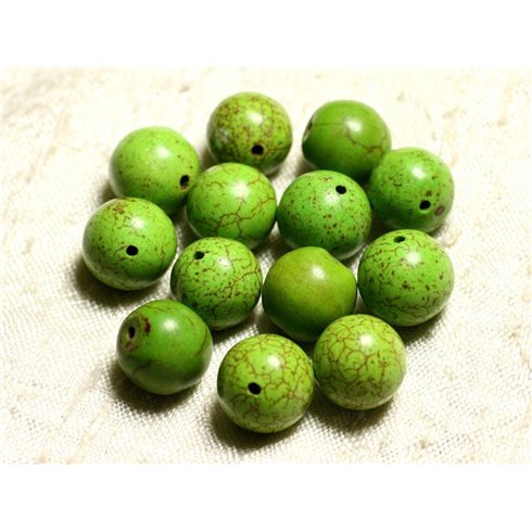 10pc - Perles Turquoise Synthèse Boules 12mm Vert   4558550028785