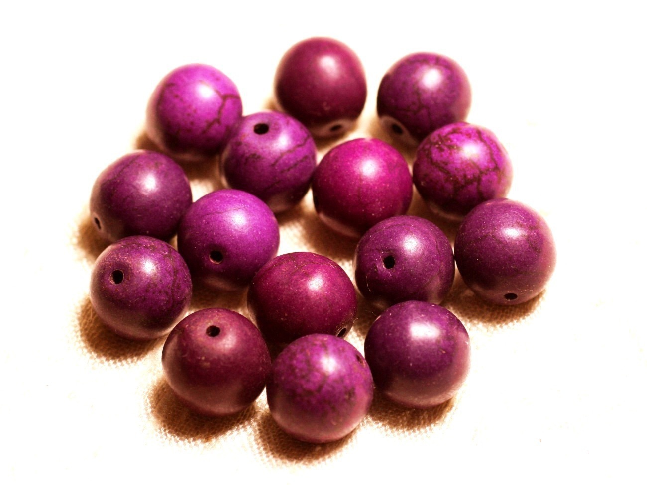 10pc - Perles Turquoise Synthèse Boules 12mm Violet   4558550028808