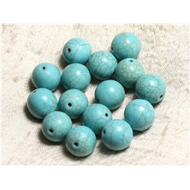 4 Stück - Türkisfarbene Perlen Synthesekugeln 14mm Türkisblau 4558550028815