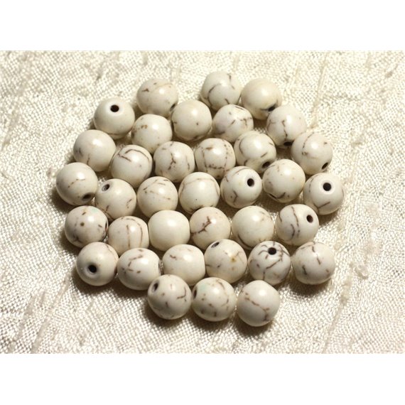 20pc - Perles Turquoise Synthèse Boules 8mm Blanc   4558550028846 