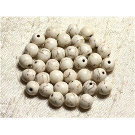 20pc - Cuentas de turquesa sintéticas Bolas de 8 mm Blanco 4558550028846 