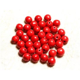 20pc - Cuentas de turquesa sintéticas Bolas de 8 mm Rojas 4558550028853