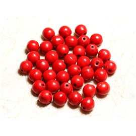 20pc - Perline sintetiche turchesi 8mm sfere rosse 4558550028853