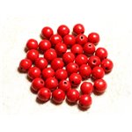 20pc - Perles Turquoise Synthèse Boules 8mm Rouge   4558550028853