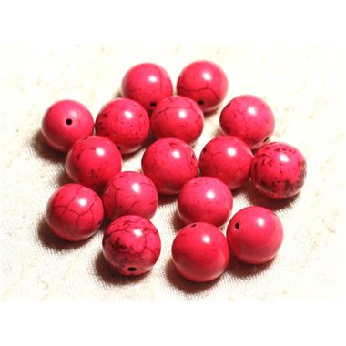 4pc - Perles Turquoise Synthèse Boules 14mm Rose   4558550028877