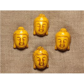 2pc - Synthetic Turquoise Buddha Bead 29mm Yellow 4558550028969 
