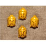 2pc - Perle Bouddha Turquoise Synthèse 29mm Jaune   4558550028969 