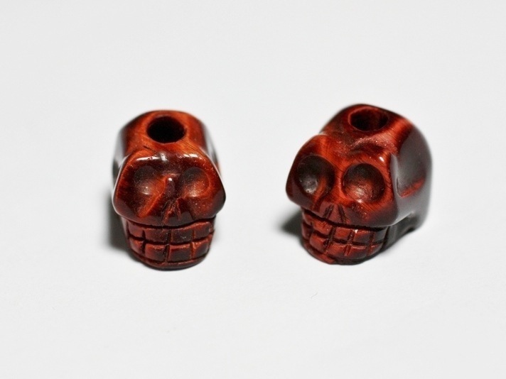 1pc - Perle Pierre Oeil de taureau - Crâne tête de mort 14x10mm Perçage Dessus   4558550029096