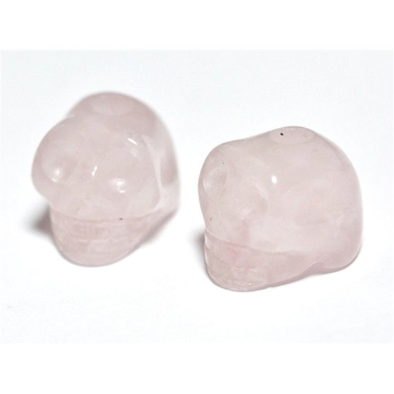 1pc - Perle de Pierre Quartz rose - Crâne tête de mort 14x10mm perçage dessus - 4558550029140 