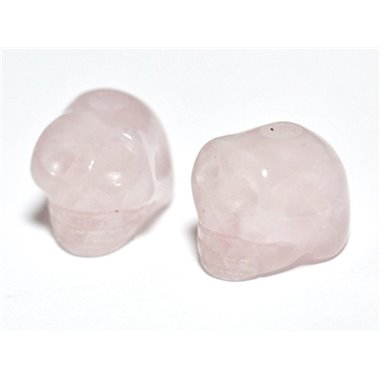 1pc - Perle de Pierre Quartz rose - Crâne tête de mort 14x10mm perçage dessus - 4558550029140 