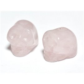 1pc - Cuentas de piedra de cuarzo rosa - Perforación superior de calavera 14x10mm - 4558550029140 