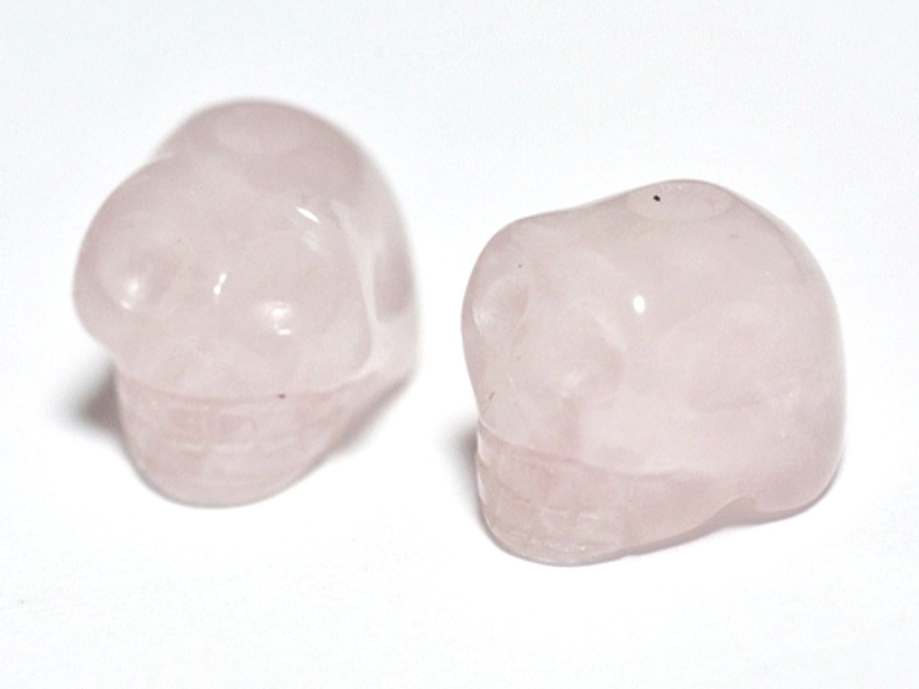 1pc - Perle de Pierre Quartz rose - Crâne tête de mort 14x10mm perçage dessus - 4558550029140 
