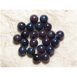 10pc - Perline di pietra - Giada blu e palline viola 10mm 4558550029218