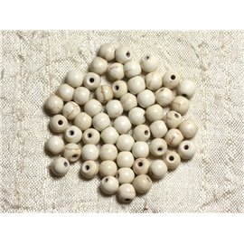 40pc - Cuentas de turquesa sintéticas Bolas de 6 mm Blanco crema 4558550029263 