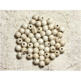 40 Stück - Türkisfarbene Perlen Synthesekugeln 6mm Cremeweiß 4558550029263 