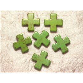 2 piezas - Cruz de cuentas de turquesa sintética 30 mm Verde 4558550029348
