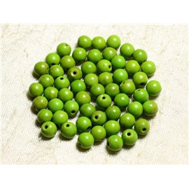 40pc - Synthetic Turquoise Beads 6mm Balls Green n ° 1 4558550011145 
