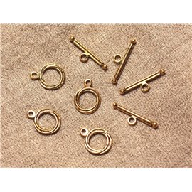 30pc - Toogle T Clasps Gold Metal Round 17x13mm 4558550029409