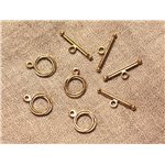 30pc - Fermoirs Toggle T Métal Doré Rond 17x13mm  4558550029409