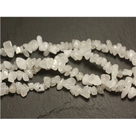 100pc environ - Perles Pierre Jade Rocailles Chips 5-10mm blanc transparent - 4558550029416