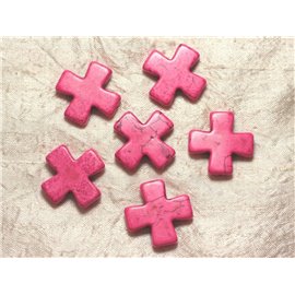 2 piezas - Cruz de cuentas de turquesa sintética 30 mm Rosa 4558550029423