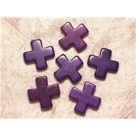 2pc - Perline sintetiche turchesi Croce 30 mm Viola 4558550029485