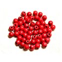 40pc - Perles Turquoise Synthèse Boules 6mm Rouge   4558550029508