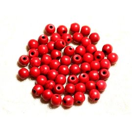 40pc - Cuentas de turquesa sintéticas Bolas de 6 mm Rojas 4558550029508