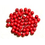 40pc - Perles Turquoise Synthèse Boules 6mm Rouge   4558550029508