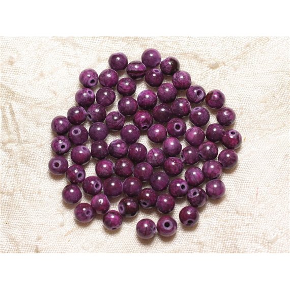 20pc - Perles de Pierre - Jade Violet Prune Boules 6mm   4558550029515 