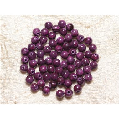 20pc - Perles de Pierre - Jade Violet Prune Boules 6mm   4558550029515 