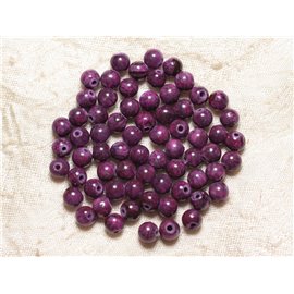 20pc - Perles Pierre - Jade Boules 6mm Violet Prune Rose - 4558550029515