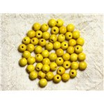 40pc - Perles Turquoise Synthèse Boules 6mm Jaune   4558550029539