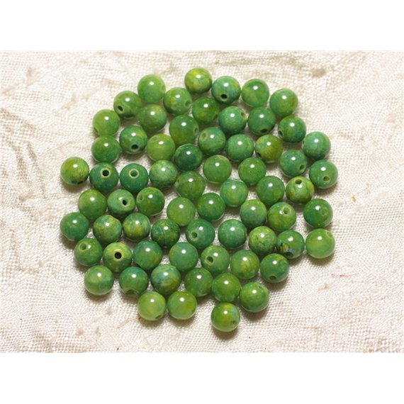 20pc - Perles de Pierre - Jade Boules 6mm Vert et Jaune 4558550029799