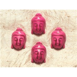 2pc - Synthetic Turquoise Bead Buddha 29mm Neon Pink - 4558550029621 