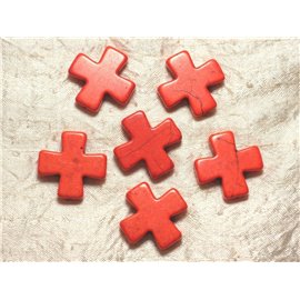 2pc - Synthetic Turquoise Beads Cross 30mm Orange 4558550029638