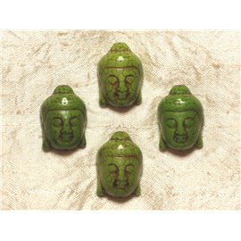 2pc - Synthetic Turquoise Bead Buddha 29mm Green 4558550029676 