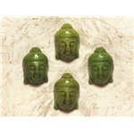 2pc - Perle Turquoise Synthèse  Bouddha 29mm Vert   4558550029676 