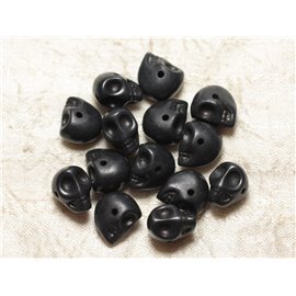 10Stk - Perlen Türkis Stein Synthese Kranich Totenkopf 14x10mm Schwarz - 4558550029720