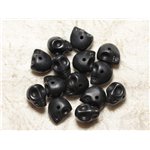 10pc - Perles Crânes Têtes de Mort Turquoise Synthèse 14mm Noir  4558550029720 