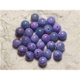 10pc - Perles de Pierre - Jade Bleu et Rose Boules 10mm  4558550029768