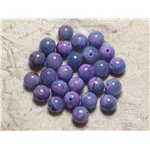 10pc - Perles de Pierre - Jade Bleu et Rose Boules 10mm  4558550029768