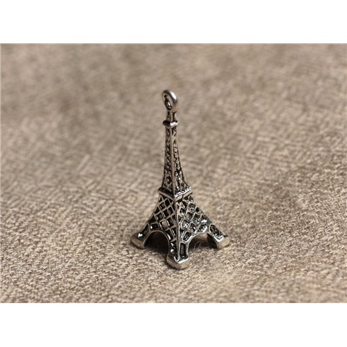 2pc - Pendentifs Breloques Rhodium Tour Eiffel 30mm  4558550029782