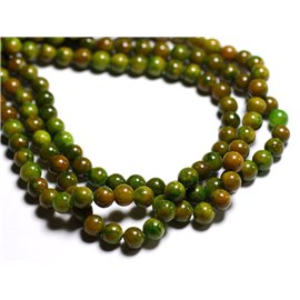 20pc - Stone Beads - Jade Balls 6mm Green Orange 4558550029584 