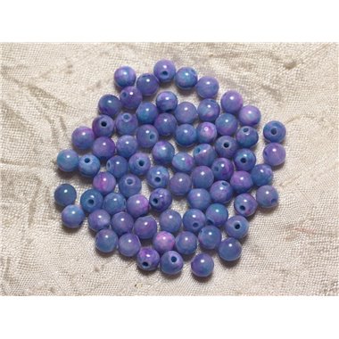20pc - Perles de Pierre - Jade Bleu et Rose Boules 6mm  4558550029829 