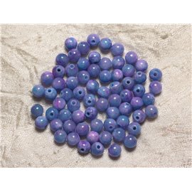 20pc - Cuentas de piedra - Jade azul y bolas rosas de 6 mm 4558550029829 